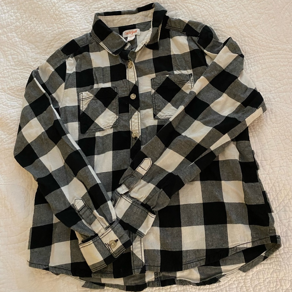 Girls Cat & Jack flannel shirt size L10-12 - Picture 2 of 3